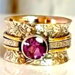 Gold Tone Women Turkish Ring Handmade Wedding Party Jewelry Size 8